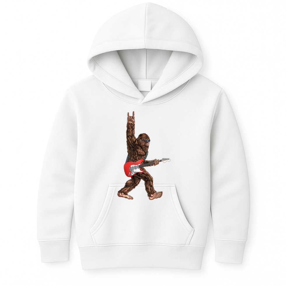 Bigfoot Rock On Guitar Kids Hoodie