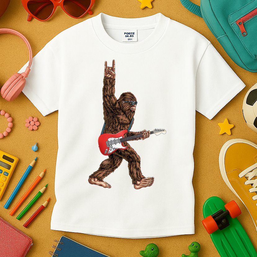 Bigfoot Rock On Guitar Kids T-Shirt