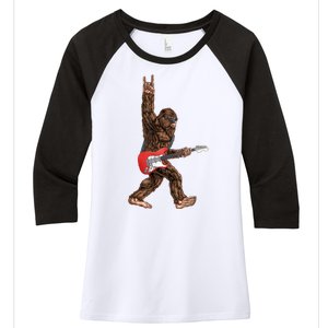 Bigfoot Rock On Guitar Women's Tri-Blend 3/4-Sleeve Raglan Shirt