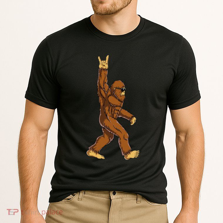 Bigfoot Rock On Sasquatch Rock And Roll Funny Performance Shirt