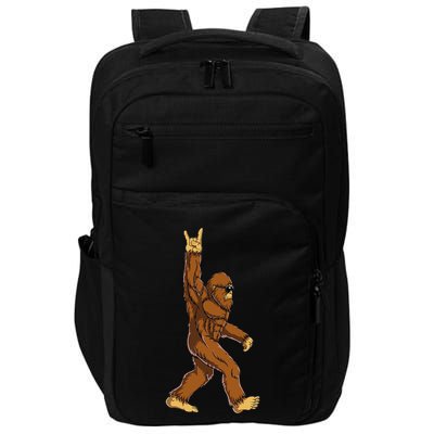 Bigfoot Rock On Sasquatch Rock And Roll Funny Impact Tech Backpack