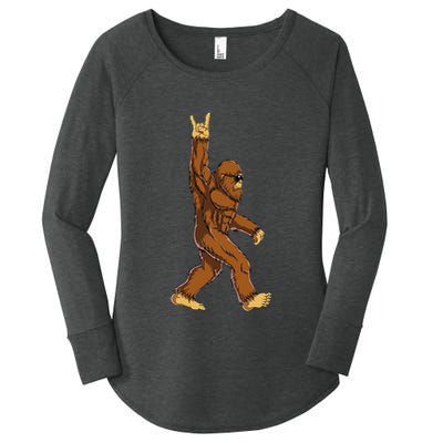 Bigfoot Rock On Sasquatch Rock And Roll Funny Women's Perfect Tri Tunic Long Sleeve Shirt