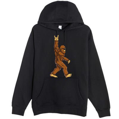 Bigfoot Rock On Sasquatch Rock And Roll Funny Premium Pullover Hoodie
