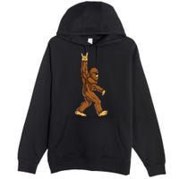 Bigfoot Rock On Sasquatch Rock And Roll Funny Premium Pullover Hoodie