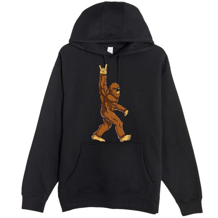 Bigfoot Rock On Sasquatch Rock And Roll Funny Premium Pullover Hoodie