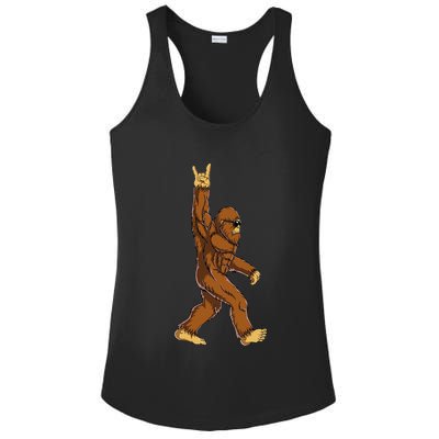 Bigfoot Rock On Sasquatch Rock And Roll Funny Ladies PosiCharge Competitor Racerback Tank