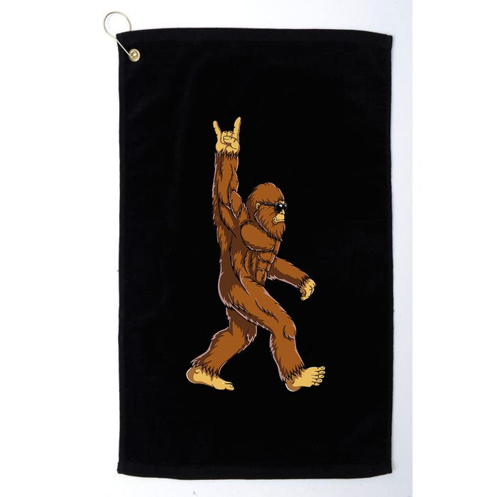 Bigfoot Rock On Sasquatch Rock And Roll Funny Golf Towel