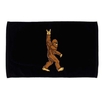 Bigfoot Rock On Sasquatch Rock And Roll Funny Microfiber Hand Towel