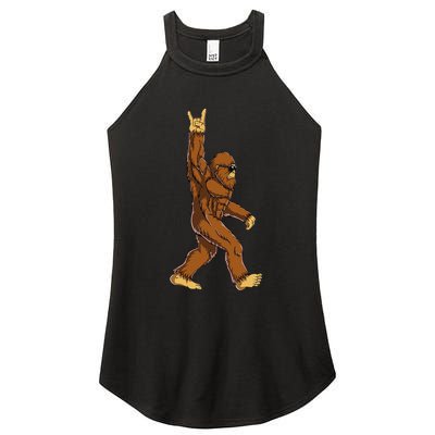 Bigfoot Rock On Sasquatch Rock And Roll Funny Women's Perfect Tri Rocker Tank