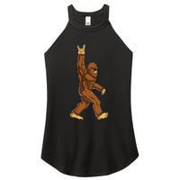 Bigfoot Rock On Sasquatch Rock And Roll Funny Women's Perfect Tri Rocker Tank