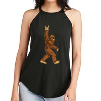 Bigfoot Rock On Sasquatch Rock And Roll Funny Women's Perfect Tri Rocker Tank