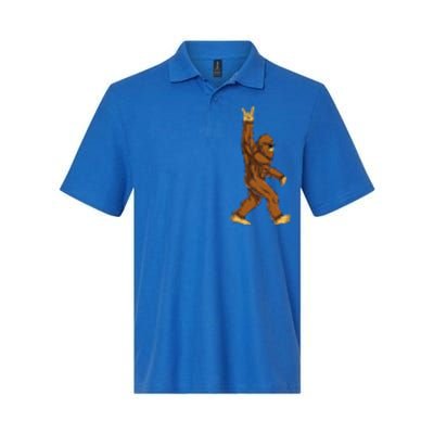 Bigfoot Rock On Sasquatch Rock And Roll Funny Softstyle Adult Sport Polo