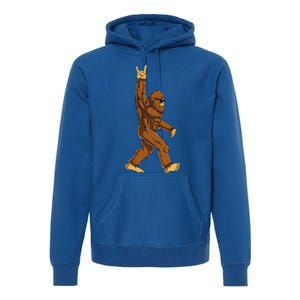 Bigfoot Rock On Sasquatch Rock And Roll Funny Premium Hoodie