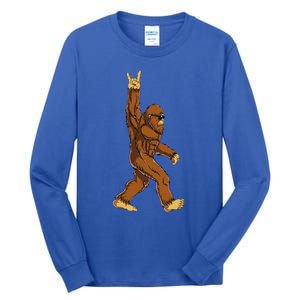 Bigfoot Rock On Sasquatch Rock And Roll Funny Tall Long Sleeve T-Shirt