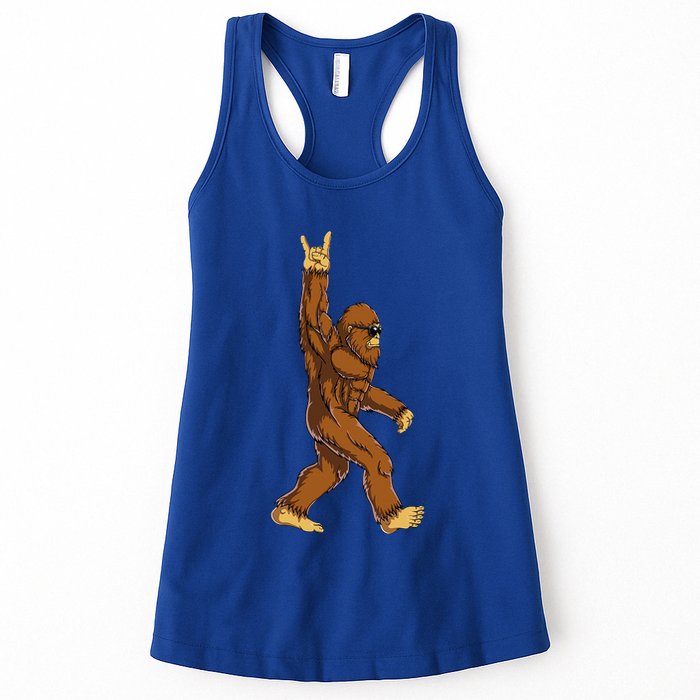 Bigfoot Rock On Sasquatch Rock And Roll Funny Womens Tank Top