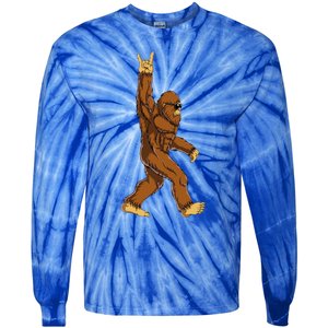 Bigfoot Rock On Sasquatch Rock And Roll Funny Tie-Dye Long Sleeve Shirt