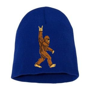 Bigfoot Rock On Sasquatch Rock And Roll Funny Short Acrylic Beanie