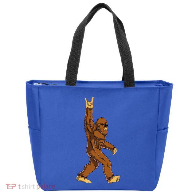 Bigfoot Rock On Sasquatch Rock And Roll Funny Zip Tote Bag