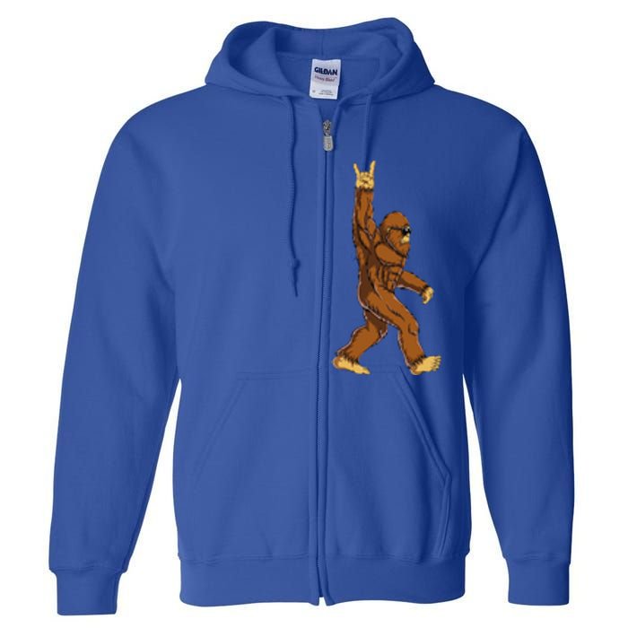 Bigfoot Rock On Sasquatch Rock And Roll Funny Full Zip Hoodie