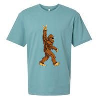 Bigfoot Rock On Sasquatch Rock And Roll Funny Sueded Cloud Jersey T-Shirt