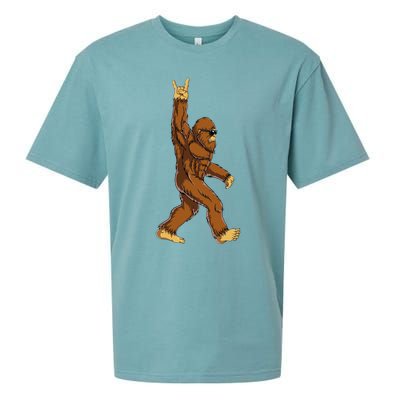 Bigfoot Rock On Sasquatch Rock And Roll Funny Sueded Cloud Jersey T-Shirt