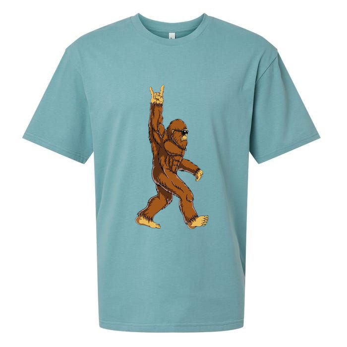 Bigfoot Rock On Sasquatch Rock And Roll Funny Sueded Cloud Jersey T-Shirt