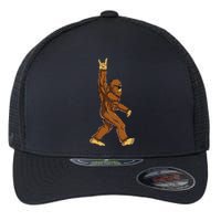 Bigfoot Rock On Sasquatch Rock And Roll Funny Flexfit Unipanel Trucker Cap