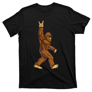 Bigfoot Rock On Sasquatch Rock And Roll Funny T-Shirt