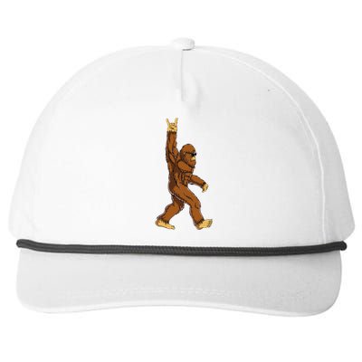 Bigfoot Rock On Sasquatch Rock And Roll Funny Snapback Five-Panel Rope Hat