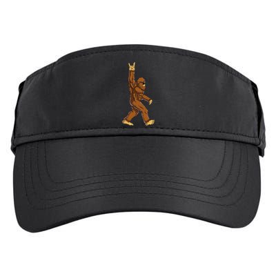 Bigfoot Rock On Sasquatch Rock And Roll Funny Adult Drive Performance Visor