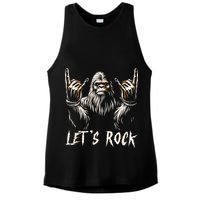 Bigfoot Rock On Funny Sasquatch Rock And Roll LetS Rock Ladies PosiCharge Tri-Blend Wicking Tank
