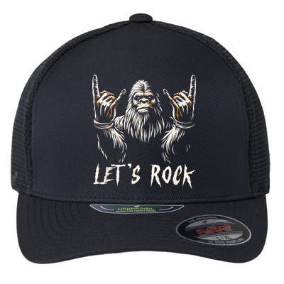 Bigfoot Rock On Funny Sasquatch Rock And Roll LetS Rock Flexfit Unipanel Trucker Cap