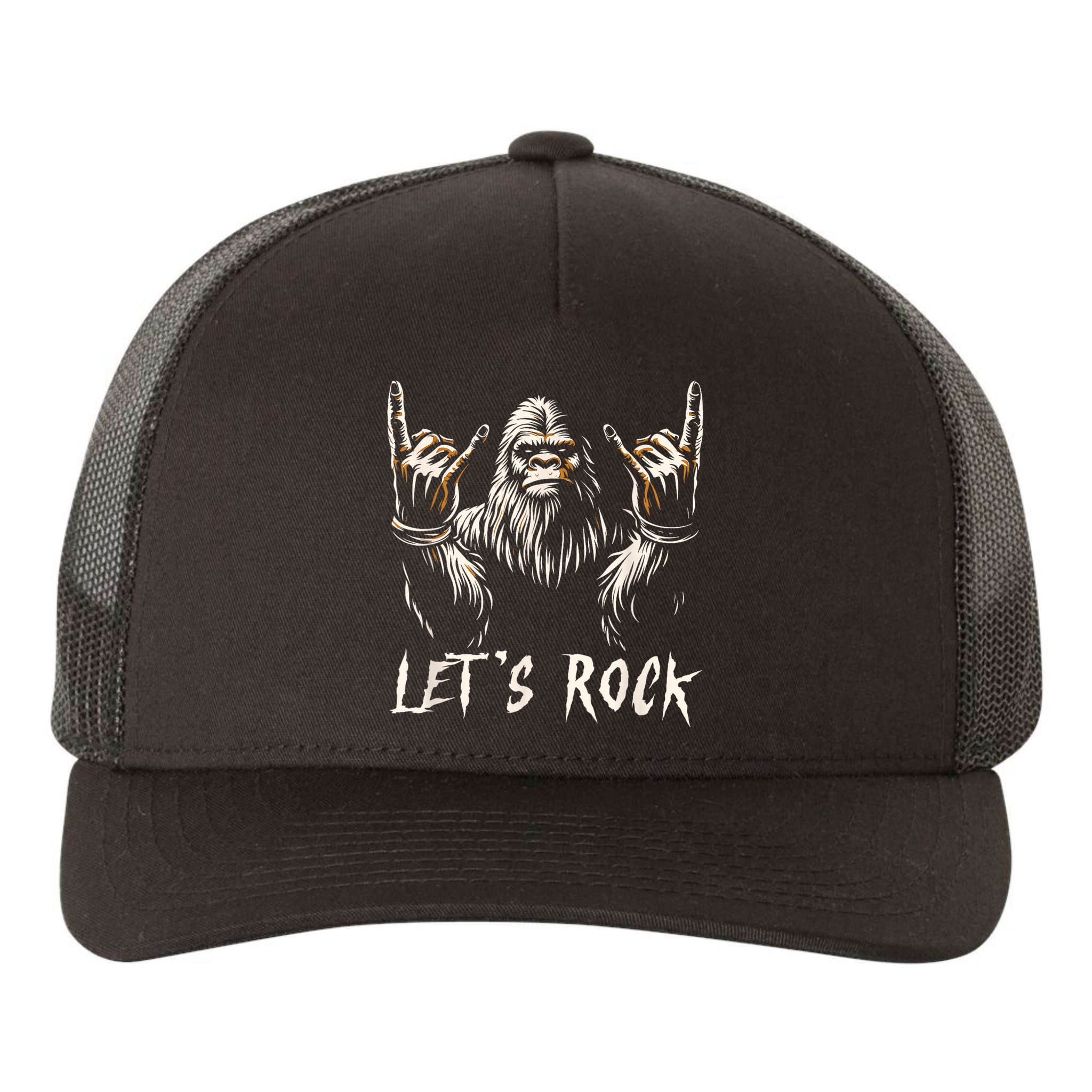 Bigfoot Rock On Funny Sasquatch Rock And Roll LetS Rock Yupoong Adult 5-Panel Trucker Hat