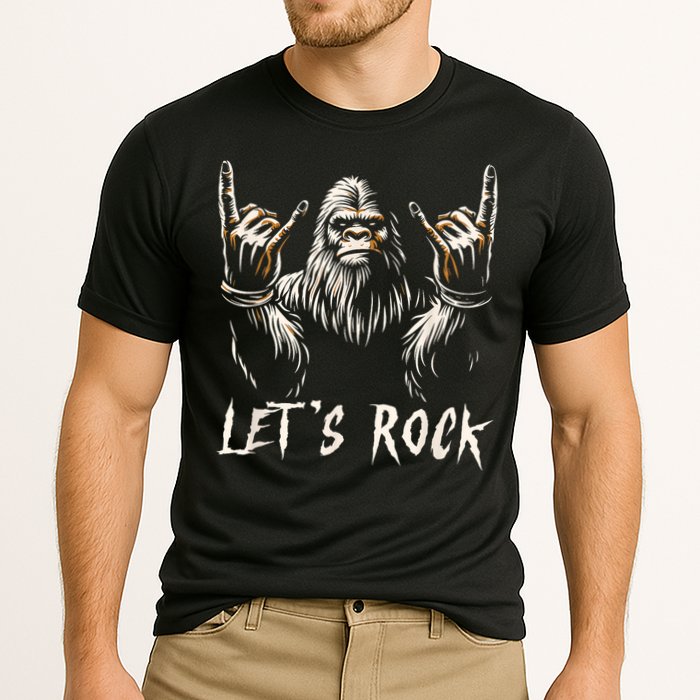 Bigfoot Rock On Funny Sasquatch Rock And Roll LetS Rock Performance Shirt