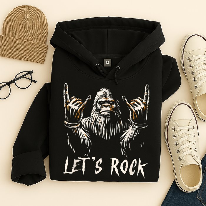 Bigfoot Rock On Funny Sasquatch Rock And Roll LetS Rock Hoodie