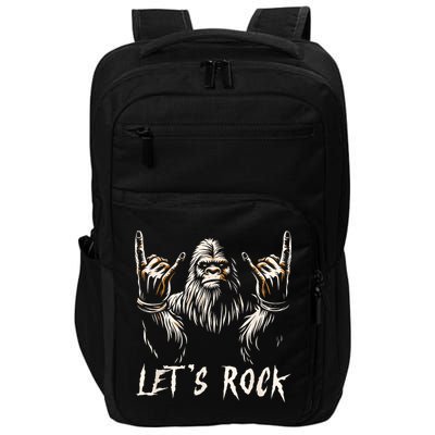 Bigfoot Rock On Funny Sasquatch Rock And Roll LetS Rock Impact Tech Backpack