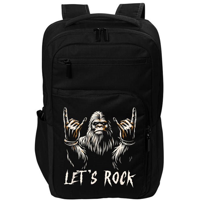 Bigfoot Rock On Funny Sasquatch Rock And Roll LetS Rock Impact Tech Backpack