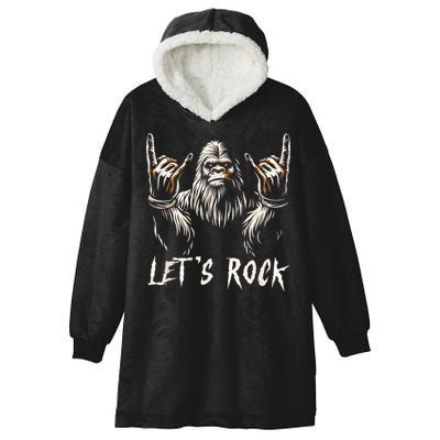 Bigfoot Rock On Funny Sasquatch Rock And Roll LetS Rock Hooded Wearable Blanket
