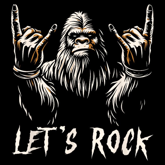 Bigfoot Rock On Funny Sasquatch Rock And Roll LetS Rock Button