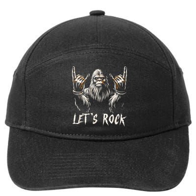 Bigfoot Rock On Funny Sasquatch Rock And Roll LetS Rock 7-Panel Snapback Hat