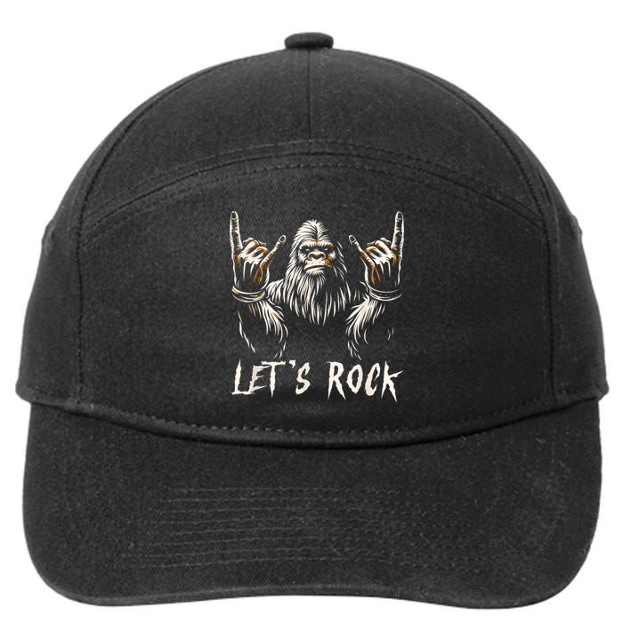 Bigfoot Rock On Funny Sasquatch Rock And Roll LetS Rock 7-Panel Snapback Hat