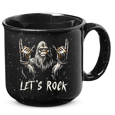 Bigfoot Rock On Funny Sasquatch Rock And Roll LetS Rock 15oz Campfire Ceramic Mug