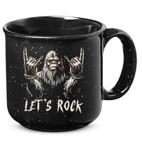 Bigfoot Rock On Funny Sasquatch Rock And Roll LetS Rock 15oz Campfire Ceramic Mug