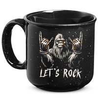 Bigfoot Rock On Funny Sasquatch Rock And Roll LetS Rock 15oz Campfire Ceramic Mug