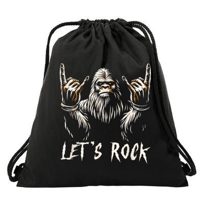 Bigfoot Rock On Funny Sasquatch Rock And Roll LetS Rock Drawstring Bag