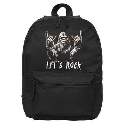 Bigfoot Rock On Funny Sasquatch Rock And Roll LetS Rock 16 in Basic Backpack