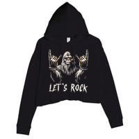Bigfoot Rock On Funny Sasquatch Rock And Roll LetS Rock Crop Fleece Hoodie
