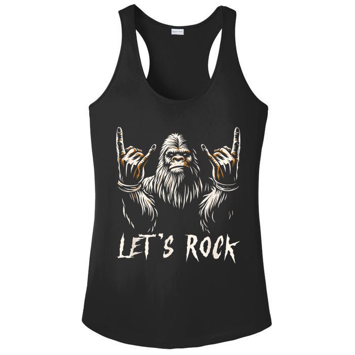 Bigfoot Rock On Funny Sasquatch Rock And Roll LetS Rock Ladies PosiCharge Competitor Racerback Tank