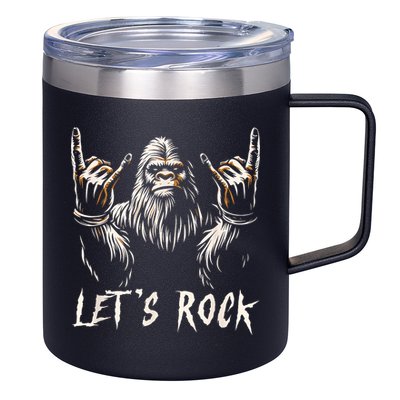 Bigfoot Rock On Funny Sasquatch Rock And Roll LetS Rock 12oz Stainless Steel Coffee Mug