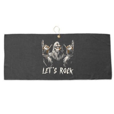 Bigfoot Rock On Funny Sasquatch Rock And Roll LetS Rock Large Microfiber Waffle Golf Towel